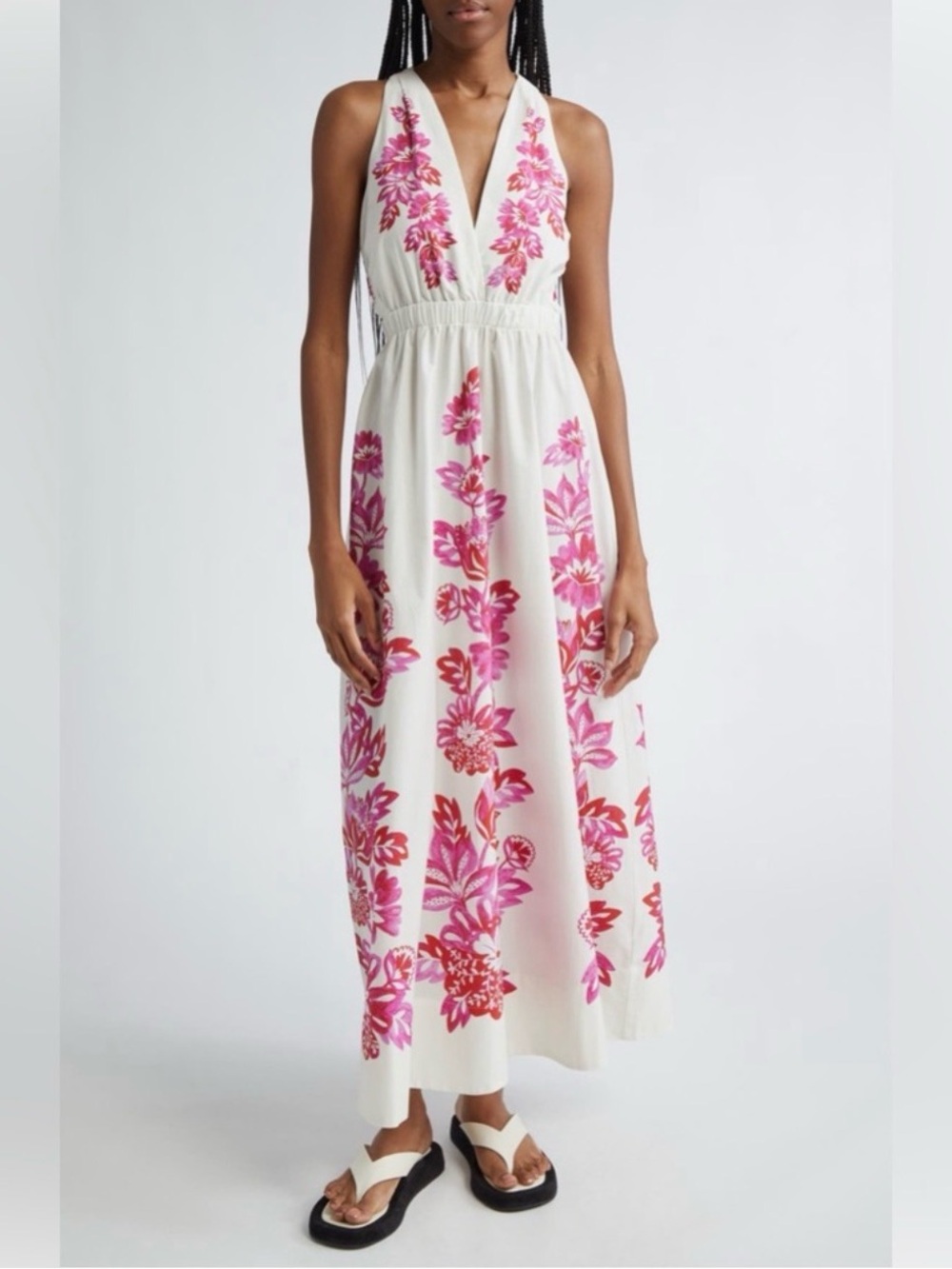 Farm Rio Flowerful Birds Plunge Cotton Sundress